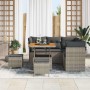 Conjunto de sofá de jardín 8 pcs Gris ratán sintético
