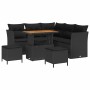 Conjunto de sofá de jardín 8 pcs Negro ratán sintético