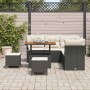 Conjunto de sofá de jardín 8 pcs Negro ratán sintético