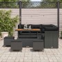Conjunto de sofá de jardín 9 pcs Negro ratán sintético