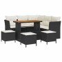 Conjunto de sofá de jardín 9 pcs Negro ratán sintético