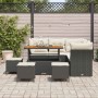 Conjunto de sofá de jardín 9 pcs Negro ratán sintético
