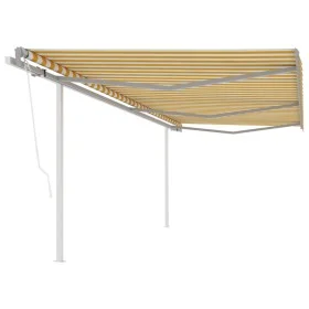 Automatic retractable awning with yellow and white poles 6x3.5 m by vidaXL, Awnings - Ref: Foro24-3070088, Price: 901,72 €, D...