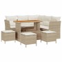 Conjunto de sofá de jardín 9 pcs Beige ratán sintético
