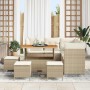 Conjunto de sofá de jardín 9 pcs Beige ratán sintético