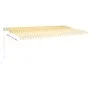Toldo retráctil automático con postes amarillo y blanco 6x3,5 m de vidaXL, Toldos - Ref: Foro24-3070088, Precio: 902,91 €, De...