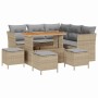 Conjunto de sofá de jardín 9 pcs Beige ratán sintético