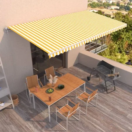 Yellow and white automatic retractable awning 600x350 cm by vidaXL, Awnings - Ref: Foro24-3069048, Price: 807,15 €, Discount: %