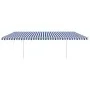 Toldo retráctil automático con postes azul y blanco 6x3,5 m by vidaXL, Awnings - Ref: Foro24-3070086, Price: 902,99 €, Discou...