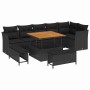Conjunto de sofá de jardín 9 pcs Negro ratán sintético