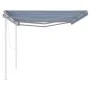 Toldo retráctil automático con postes azul y blanco 6x3,5 m by vidaXL, Awnings - Ref: Foro24-3070086, Price: 902,99 €, Discou...