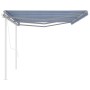 Toldo retráctil automático con postes azul y blanco 6x3,5 m by vidaXL, Awnings - Ref: Foro24-3070086, Price: 848,65 €, Discou...