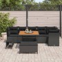 Conjunto de sofá de jardín 9 pcs Negro ratán sintético