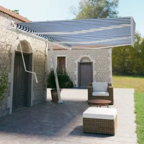 Automatic blue and white freestanding awning 600x350 cm by vidaXL, Awnings - Ref: Foro24-3069686, Price: 886,64 €, Discount: %