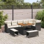 Conjunto de sofá de jardín 9 pcs Negro ratán sintético