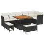 Conjunto de sofá de jardín 9 pcs Negro ratán sintético