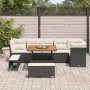 Conjunto de sofá de jardín 9 pcs Negro ratán sintético