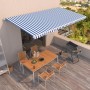 Toldo automático retráctil azul y blanco 600x350 cm de vidaXL, Toldos - Ref: Foro24-3069046, Precio: 728,38 €, Descuento: %