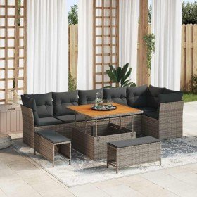 Conjunto de sofá de jardín 9 pcs Gris ratán sintético Conjunto de sofá de jardín 9 pcs Gris ratán sintético