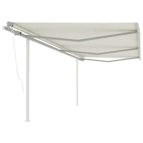 Automatic retractable awning with cream poles 6x3.5 m by vidaXL, Awnings - Ref: Foro24-3070087, Price: 903,99 €, Discount: %