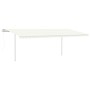 Toldo retráctil automático con postes crema 6x3,5 m