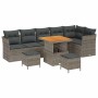 Conjunto de sofá de jardín 9 pcs Gris ratán sintético