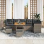 Conjunto de sofá de jardín 9 pcs Gris ratán sintético