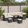 Conjunto de sofá de jardín 9 pcs Negro ratán sintético