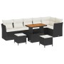Conjunto de sofá de jardín 9 pcs Negro ratán sintético