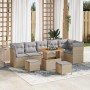 Conjunto de sofá de jardín 9 pcs Beige ratán sintético