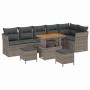 Conjunto de sofá de jardín 9 pcs Gris ratán sintético