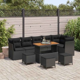 Conjunto de sofá de jardín 10 pcs Negro ratán sintético