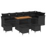 Conjunto de sofá de jardín 10 pcs Negro ratán sintético