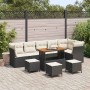 Conjunto de sofá de jardín 10 pcs Negro ratán sintético