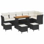 Conjunto de sofá de jardín 10 pcs Negro ratán sintético