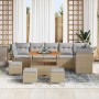 Conjunto de sofá de jardín 10 pcs Beige ratán sintético