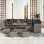 Conjunto de sofá de jardín 10 pcs Gris ratán sintético