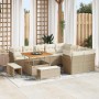 Conjunto de sofá de jardín 12 pcs Beige ratán sintético