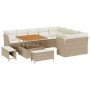 Conjunto de sofá de jardín 12 pcs Beige ratán sintético