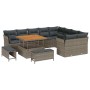 Conjunto de sofá de jardín 12 pcs Gris ratán sintético