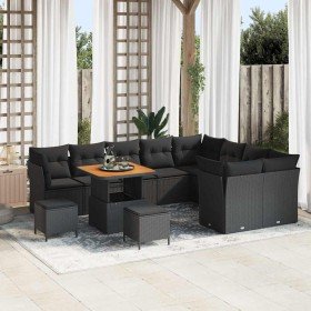 Conjunto de sofá de jardín 12 pcs Negro ratán sintético Conjunto de sofá de jardín 12 pcs Negro ratán sintético