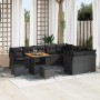 Conjunto de sofá de jardín 12 pcs Negro ratán sintético