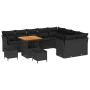 Conjunto de sofá de jardín 12 pcs Negro ratán sintético
