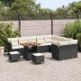 Conjunto de sofá de jardín 12 pcs Negro ratán sintético