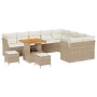 Conjunto de sofá de jardín 12 pcs Beige ratán sintético