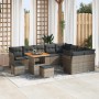 Conjunto de sofá de jardín 12 pcs Gris ratán sintético