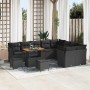 Conjunto de sofá de jardín 12 pcs Negro ratán sintético
