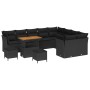 Conjunto de sofá de jardín 12 pcs Negro ratán sintético