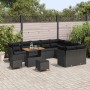 Conjunto de sofá de jardín 12 pcs Negro ratán sintético