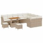 Conjunto de sofá de jardín 12 pcs Beige ratán sintético